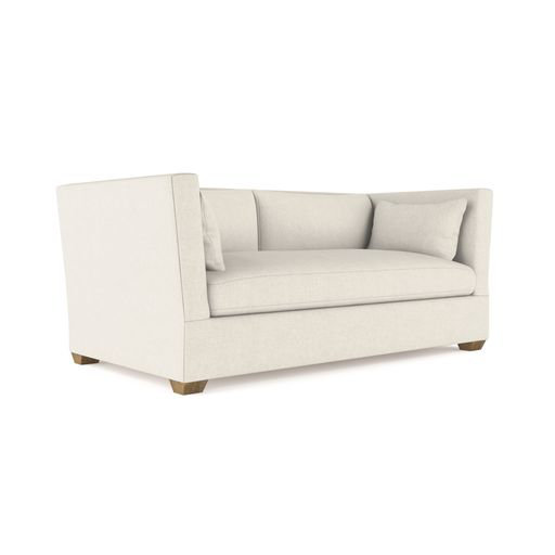 Rivington Flare Square Track-Arm Loveseat, 31" H x 72" W x 41" D, Plush Velvet Blue Print, Ebony