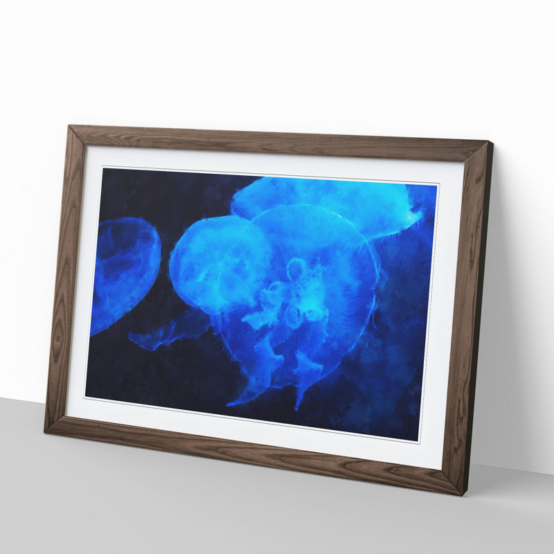 Jellyfish Vol.1 - Picture Frame Painting, Walnut, 48cm H x 65cm W x 2cm D