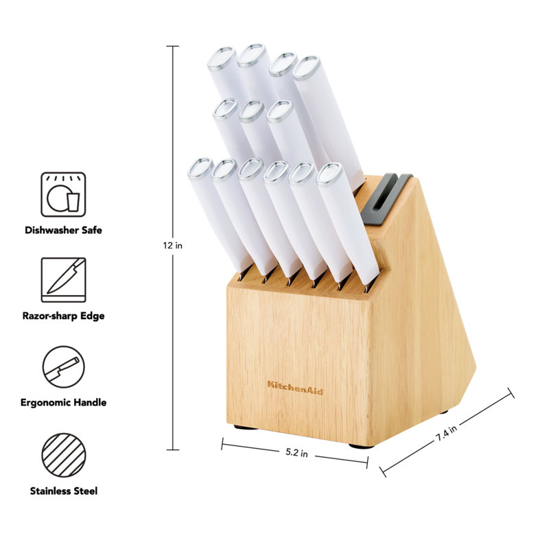 KitchenAid Classic 14 Piece Natural Step Block Cutlery Set