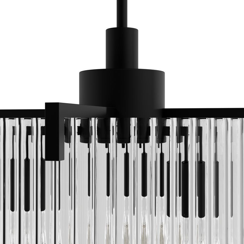 Ontario 3 Light Pendant Ceiling Light Fixture, Clear, Matte Black