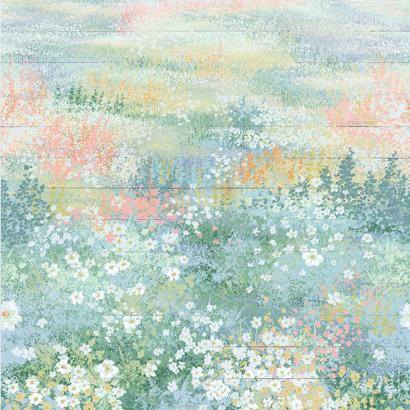 «Whispers of Spring - Soft Wildflower Field», art mural sur toile tendue, H 12 po x l 12 po