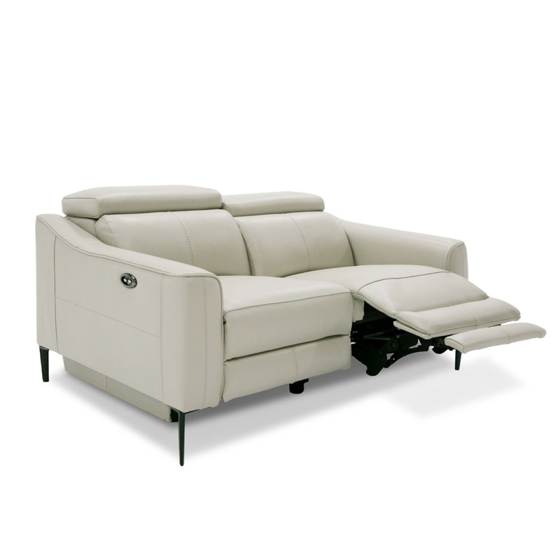 Causeuse inclinable en cuir véritable Anisia, Gris