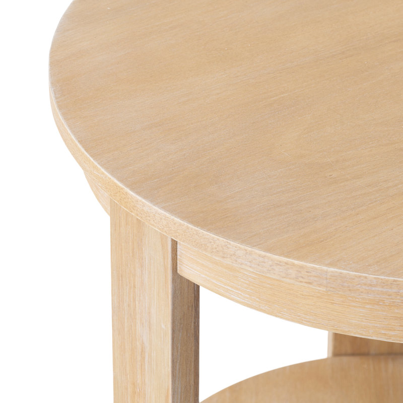 Aamnah Round Living Room Side Table, 24" H x 22" W x 22" D, Beige Wood