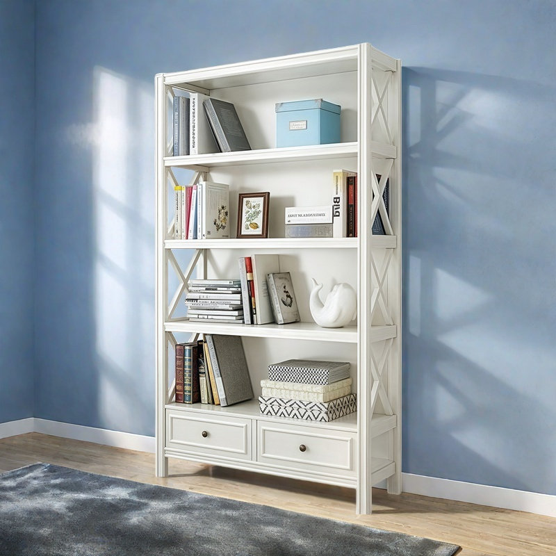 Bradburn, (4 Shelves) 68.8"H x 39.3"W x 12.2"D., White