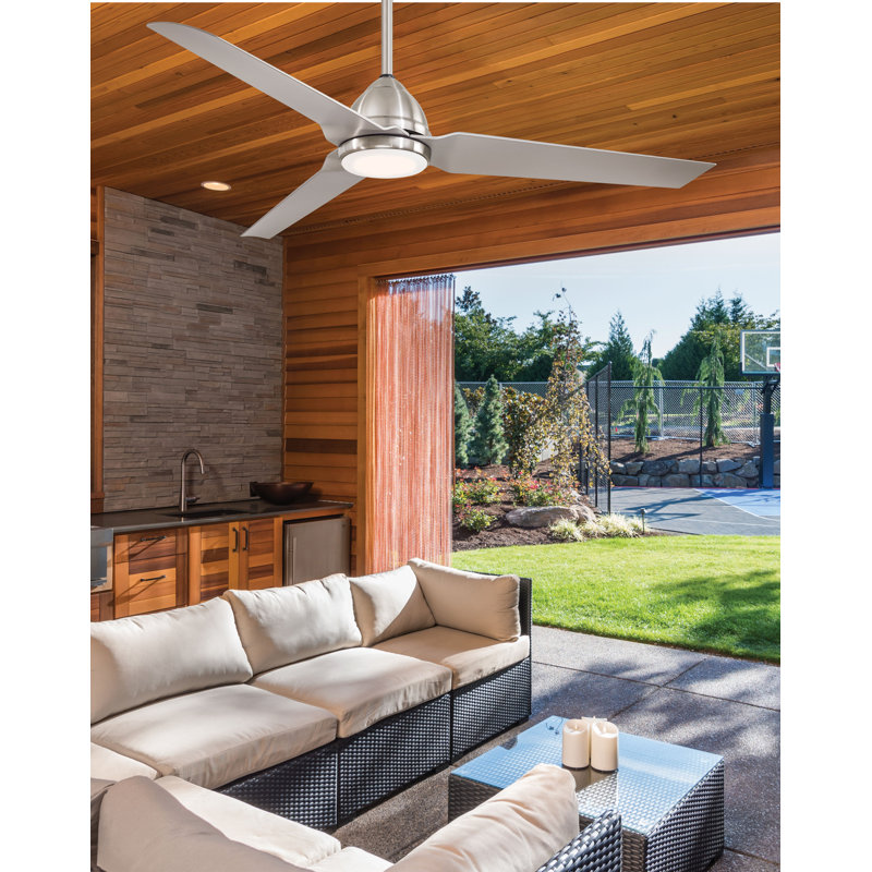 54" Java 3-Blade Propeller Ceiling Fan with Remote Control, Brushed Nickel