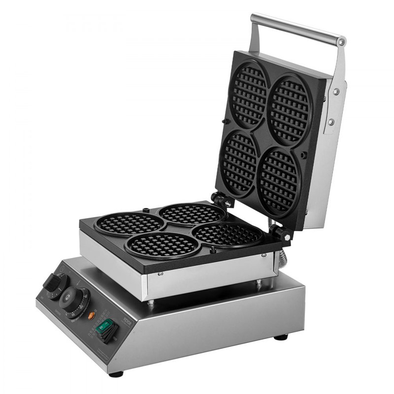 4PCS Commercial Waffle Maker Round Waffle Iron Machine 1750W Non-Stick