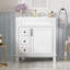 Meuble-lavabo de 30 po avec lavabo en céramique, petite armoire de salle de bain, armoire moderne avec 2 tiroirs et tablette réglable