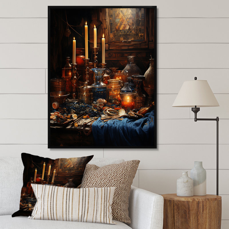 Égypte, offrande Divine sur toile, H 40 po x l 30 po x P 1,5 po, Cadre flottant noir