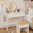 Rececca Writing Desk 35 in. Computer Desk with 2 Fabric Drawers Hooks Vanity Desk for Home Office-1370456736
