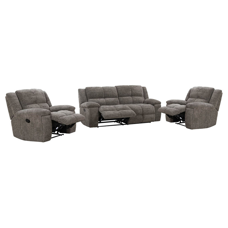 Fauteuil inclinable manuel et deux fauteuils inclinables, Cabot Stone, 3 pièces: 2 chaises, canapé