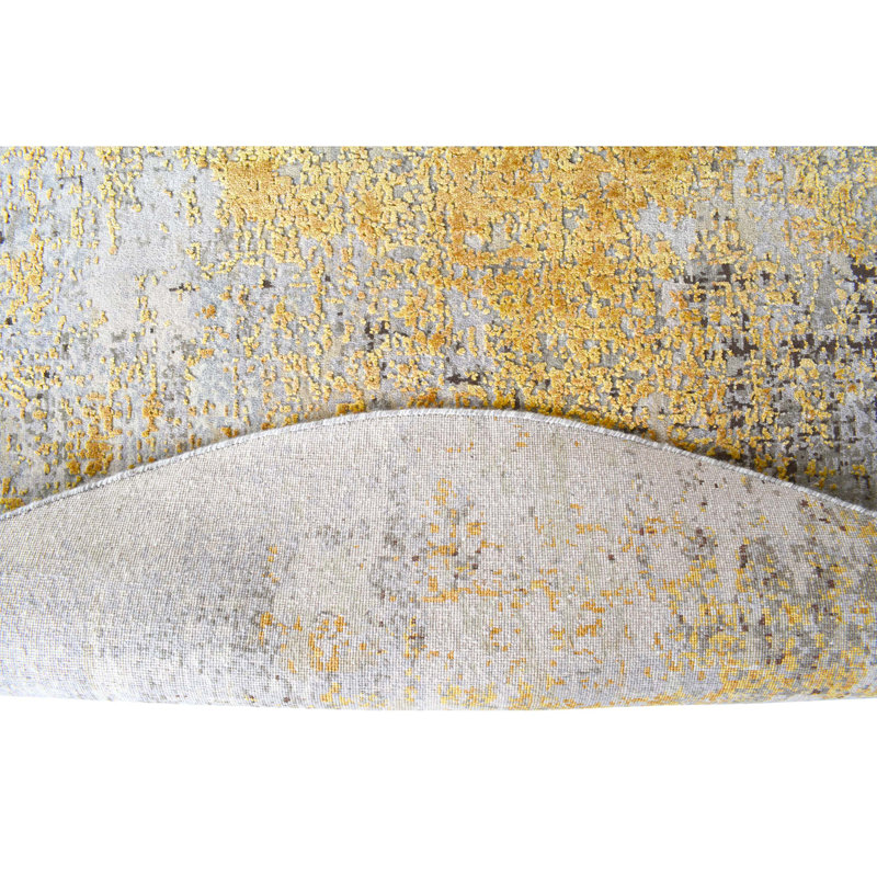 Abstract Area Rug in Gold/Charcoal
