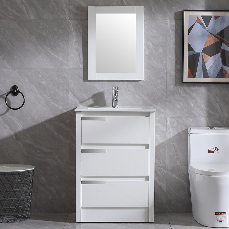 Wrought Studio Belgrave 24.02'' Single Bathroom Vanity with Ceramic Top ...