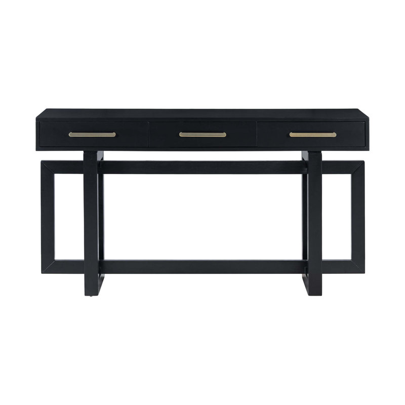 Elegant 57-Inch Extra Long Console Table with 3 Drawers, Modern Minimalist Entryway Table for Hallway, Living Room, Foyer, Corridor - Black
