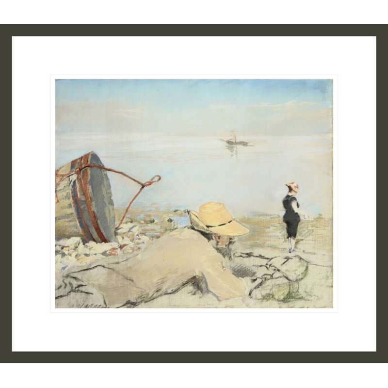 Sur le galet (Honfleur) par Eva Gonzalès - estampe numérique encadrée, H 17,75 po x l 20,3 po