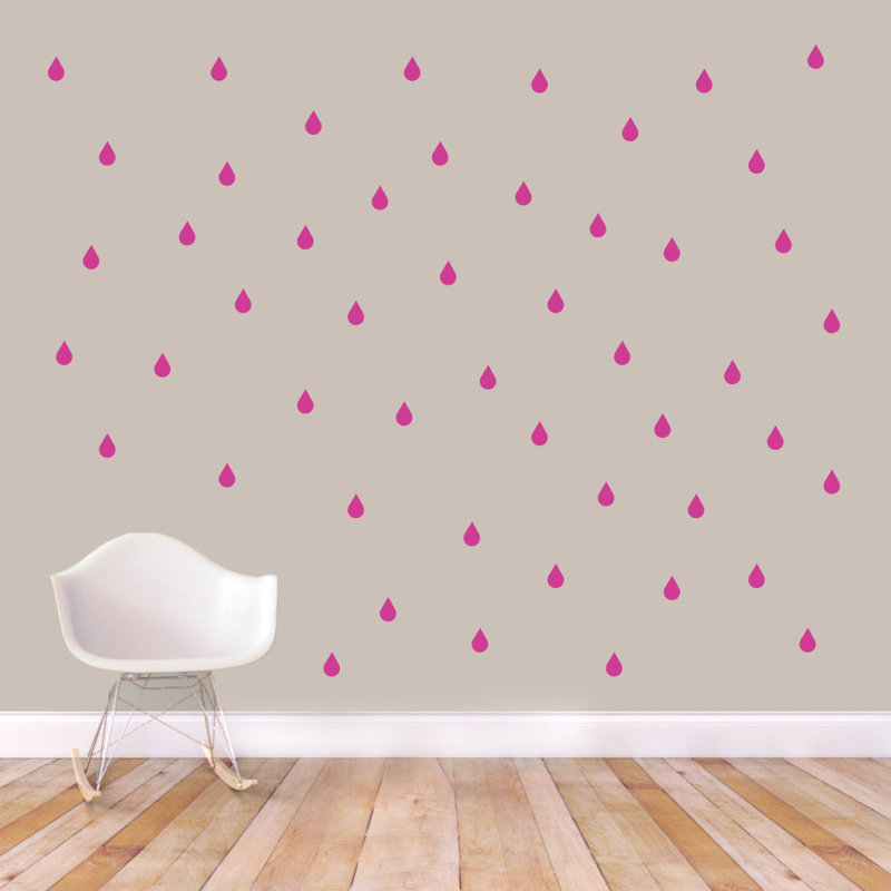 Décalcomanie murale raindrops, Rose vif