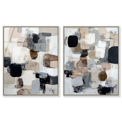 «Earth Tones Assembled Duo», ensemble de reproductions d'art encadrées en acrylique encadrées par Art Remedy, cadre argenté, 20 x 24