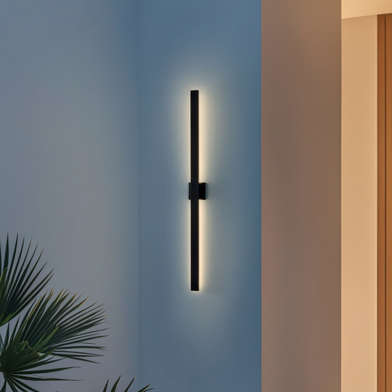 Sercey Modern Minimalist Indoor/Outdoor 350-Degree Rotatable Dimmable Integrated LED Wall Sconce, Black