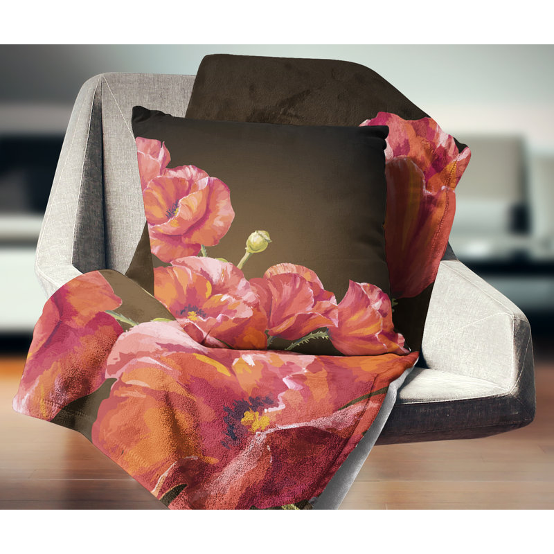 Coussin décoratif fleurs florales, 16 po x 1 po, Coussin décoratif