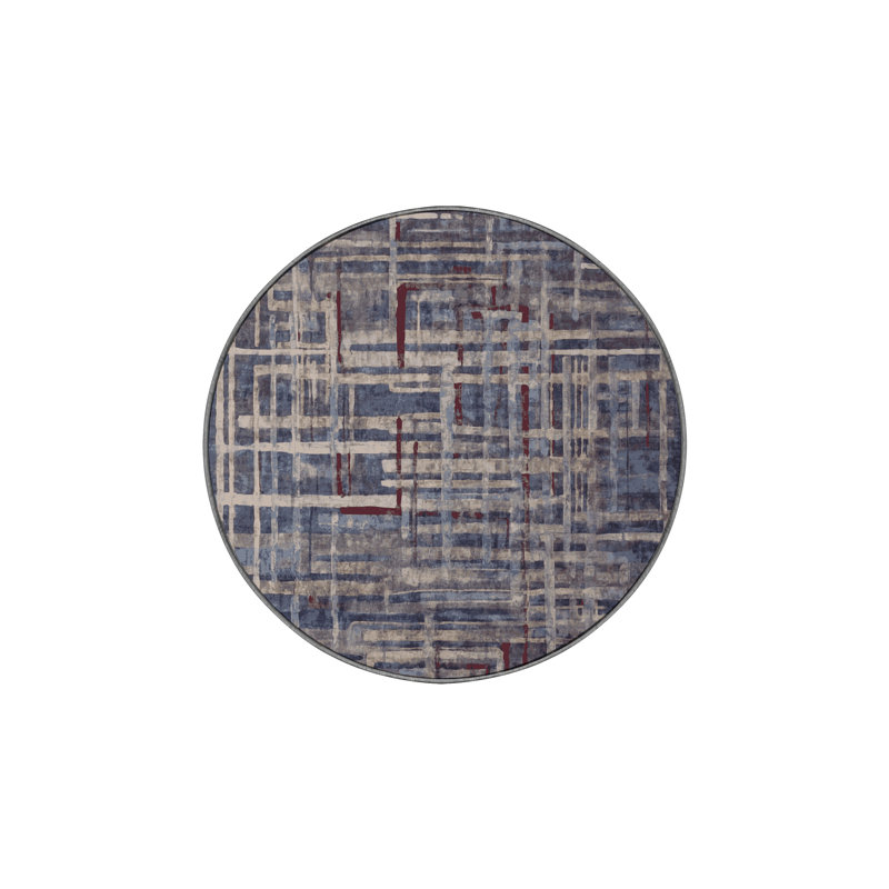 Machine Washable Gray Area Rug, Round 6'