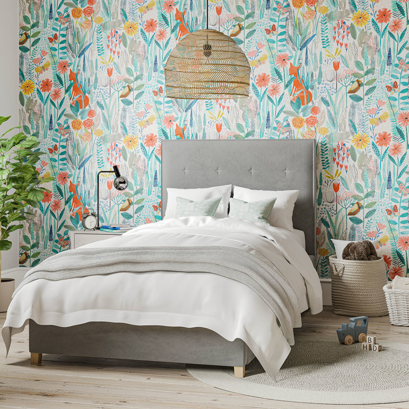 Hide And Seek Wallpaper, Poppy/Marine/Ochre