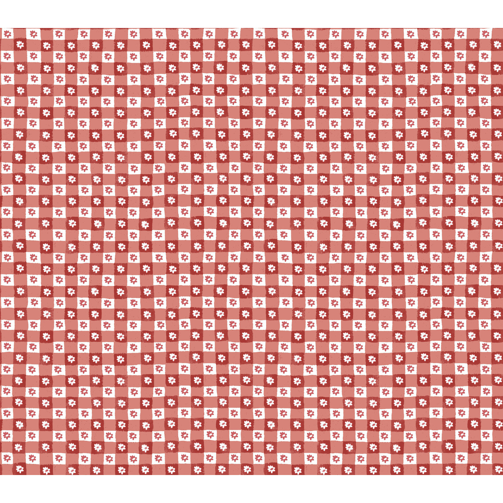 Daisy Gingham Self-Adhesive Roll, Red