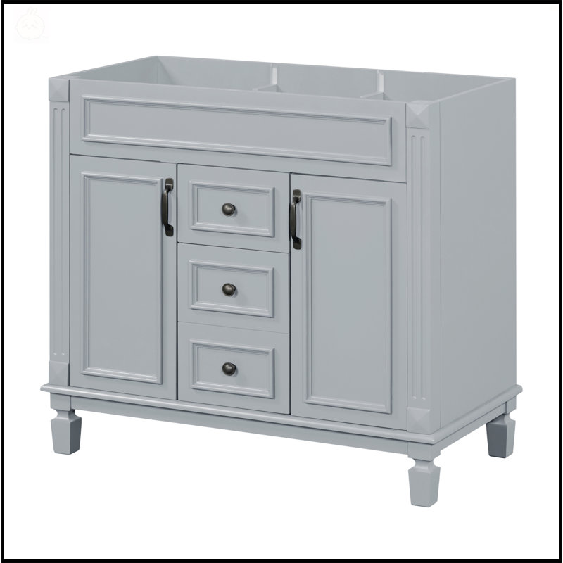 Armoire de meuble-lavabo moderne de 36 pouces avec 2 portes à fermeture douce et 2 tiroirs sans lavabo supérieur, solution de rangement durable et élégante