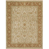Hand Knotted Wool Oriental Area Rug in Brown/Ivory/Red
