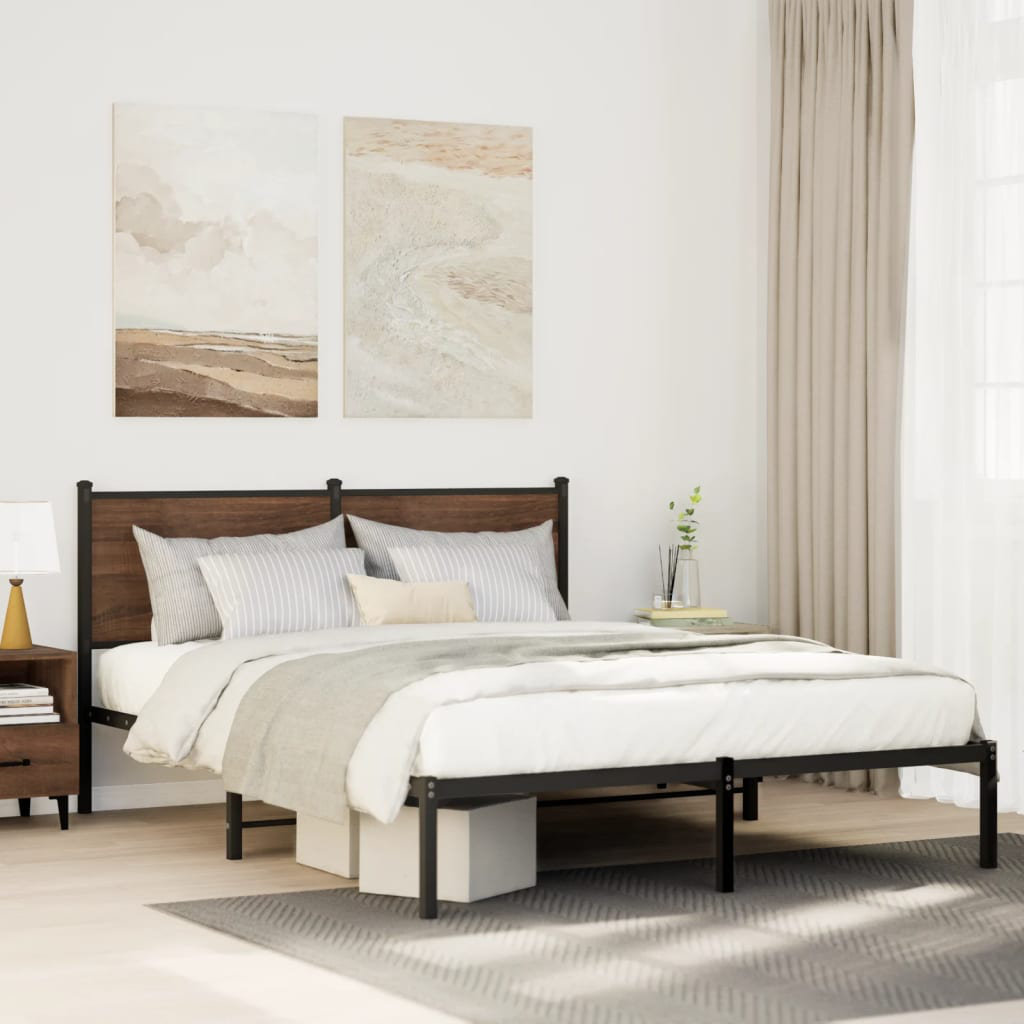 Borough Wharf Metal Bed Frame Without Mattress Smoked Oak