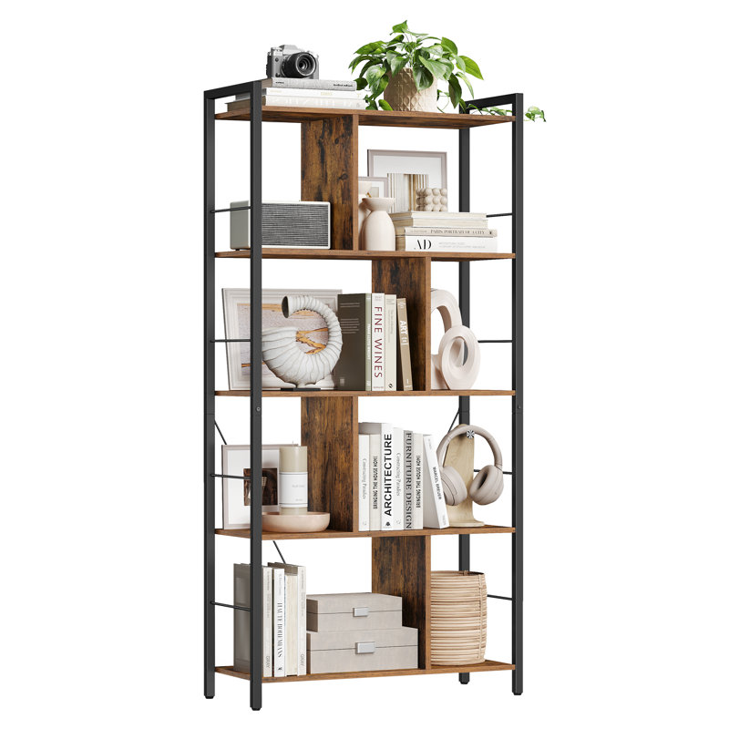 Aleksej Metal Standard Bookcase, Brown, (4 Shelves) 150"H x 74"W x 30"D