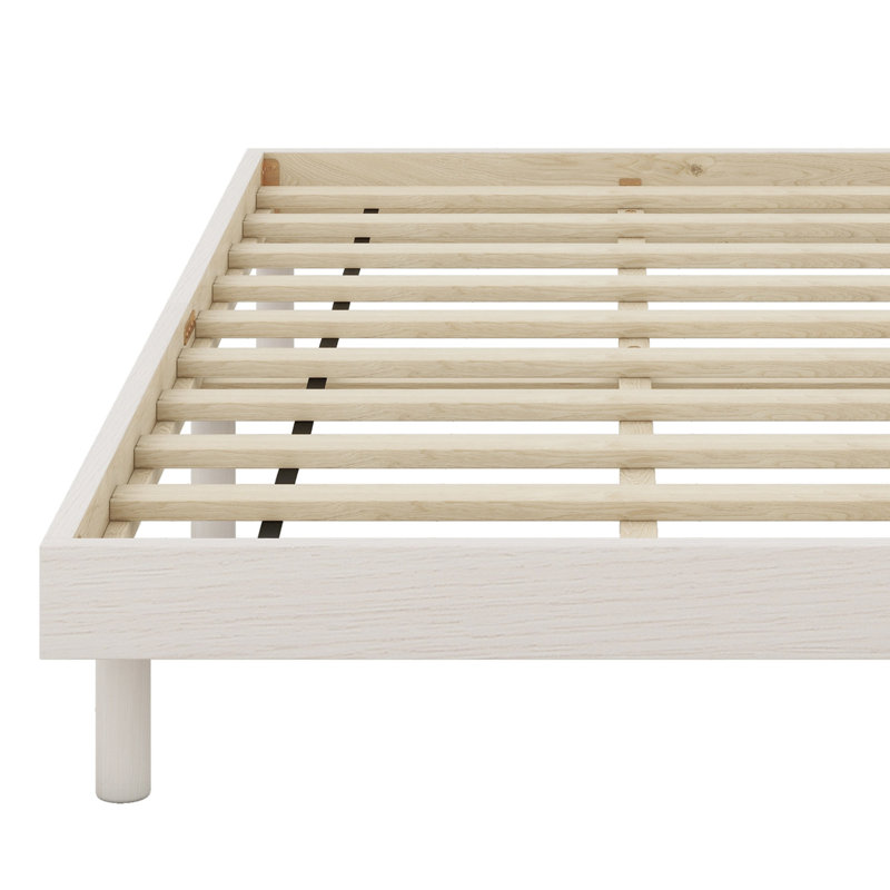 Modern Design Floating Platform Bed Frame, Twin, White Washed