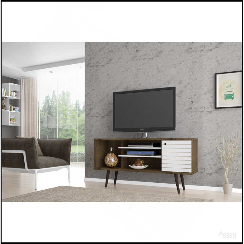 Meuble télé en brun rustique et blanc, Brun / Blanc