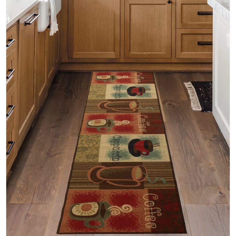 Junien Coffee Lover Cappuccino Kitchen Mat, Runner 1'11" x 6'11"
