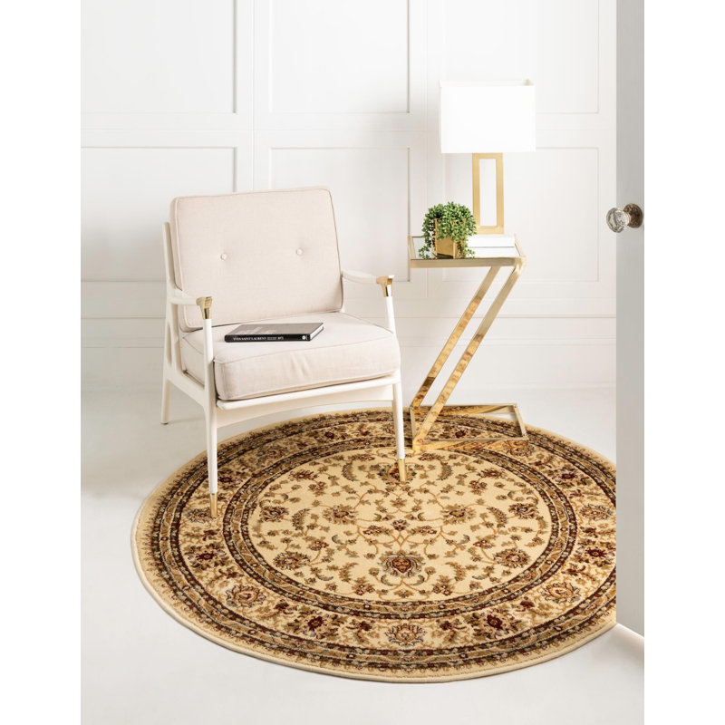 Tapis Traditional Odyssey couleur crème, Rond 5 pi 3 po