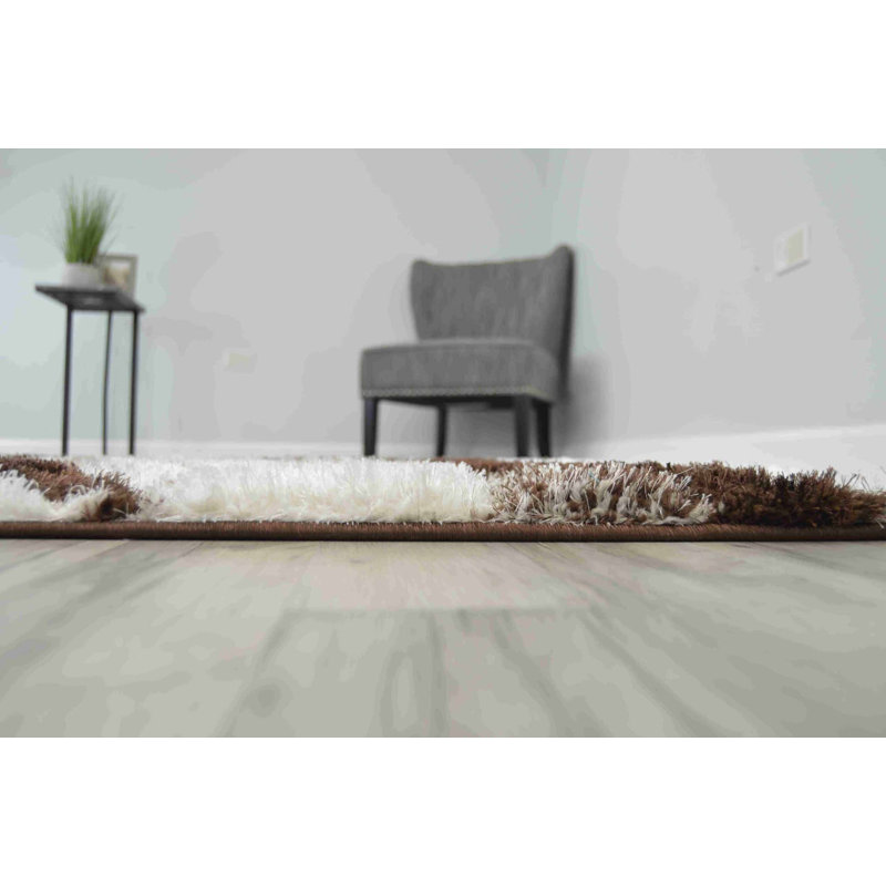 Modern Arriola Shag Abstract Geometric Rug For Living Room Bedroom, Rectangle 5'3" x 7'6.5"