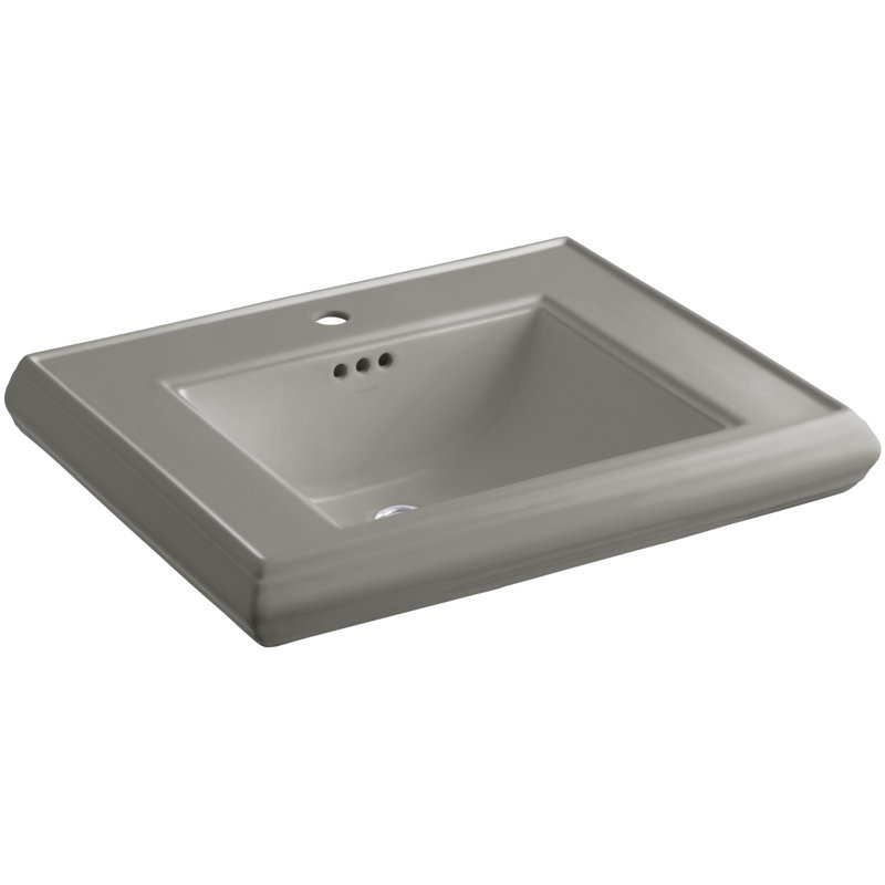 Memoirs Rectangular Pedestal Bathroom Sink with Overflow, Cashmere, Single Hole Faucet