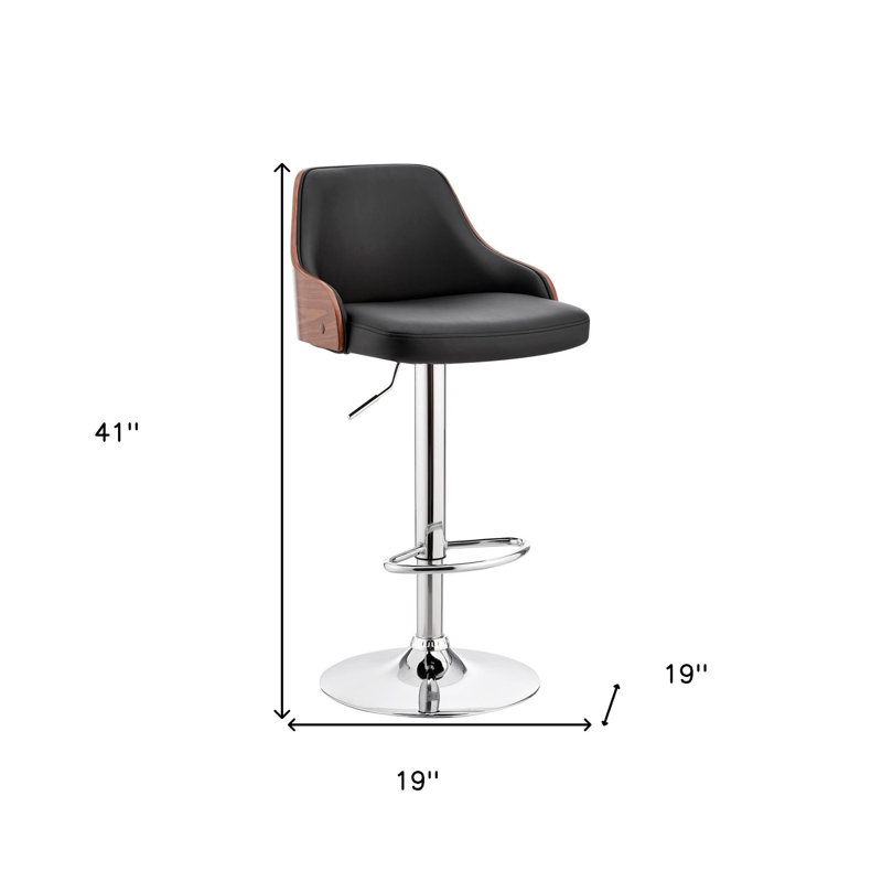 Tabouret de bar moderne ajustable en similicuir, Noir