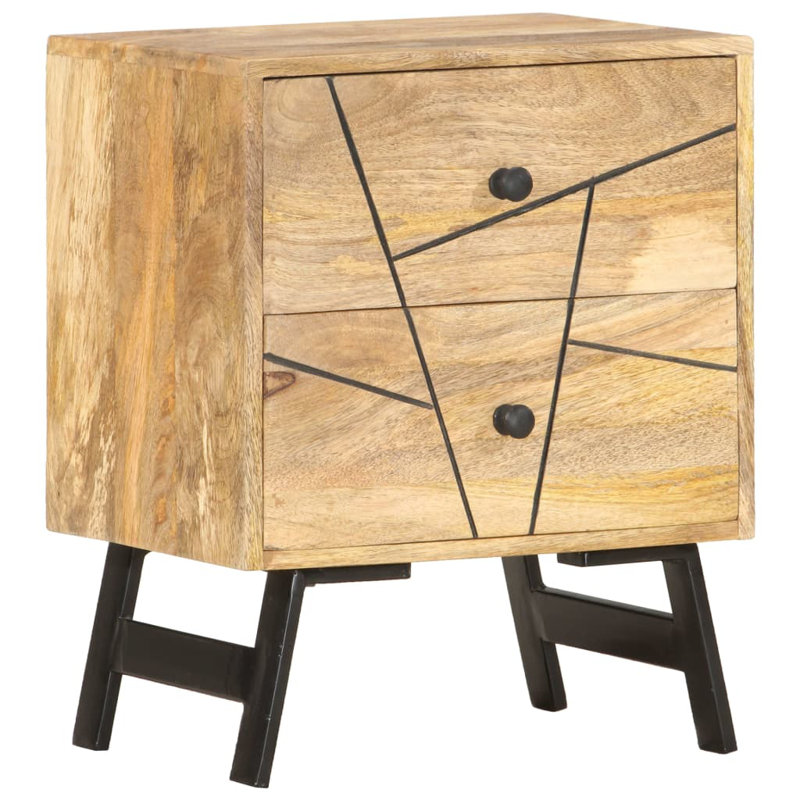 Saltville 40cm W Solid Wood Bedside Table, Black