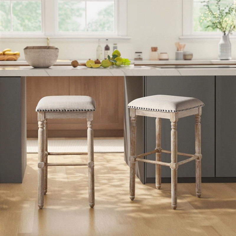 Tabourets de bar en bois Arnhem, ensemble de 2, Beige, Tabouret de bar (siège d'une hauteur de 29,25 po)