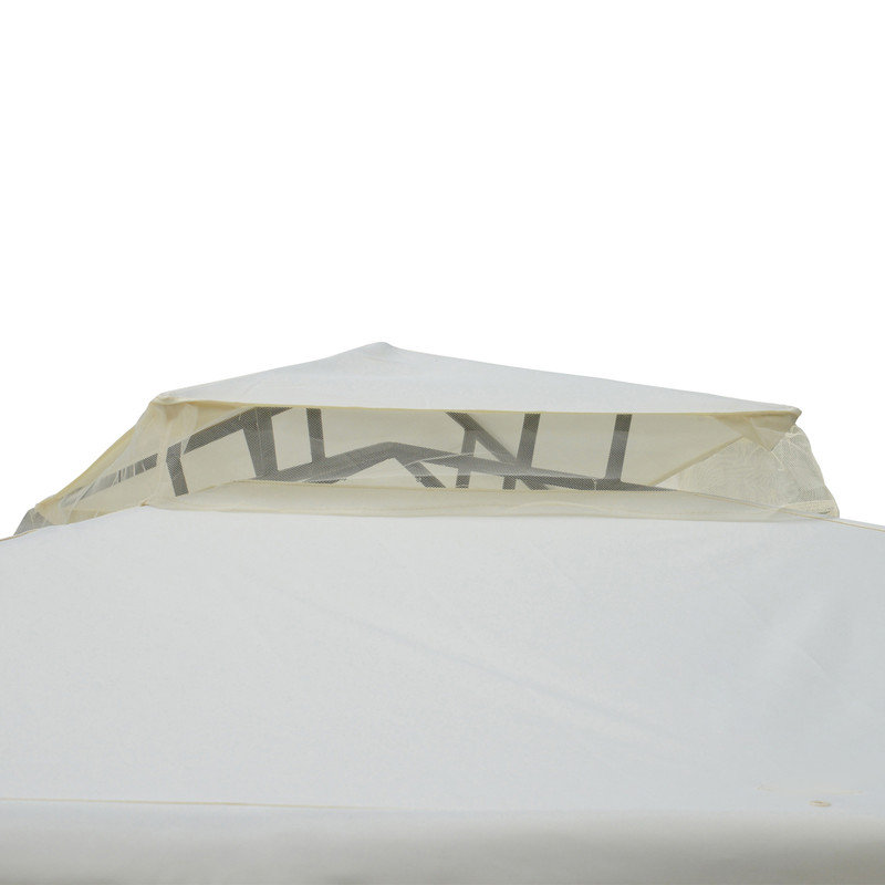 Cream White Steel Frame 2-Tier Polyester Canopy Gazebo, Full Surround Mesh Curtains, 3m×3m Patio Shelter with Stakes & Guy Ropes