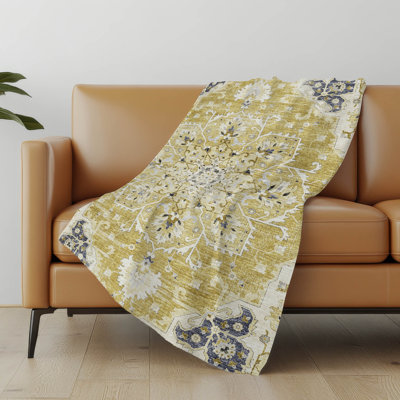 Addison Machine Washable Sherpa Ornate Throw Blanket