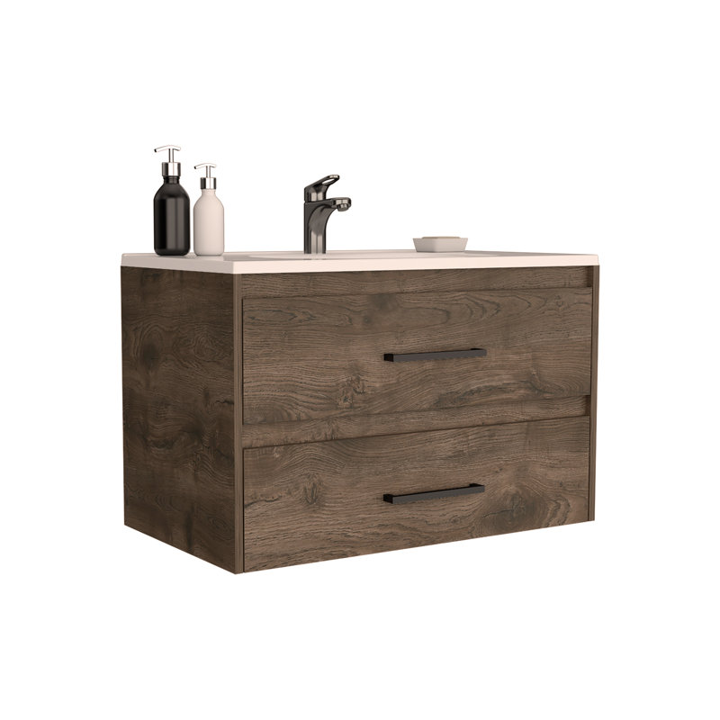 Meuble-lavabo flottant à 2 tiroirs