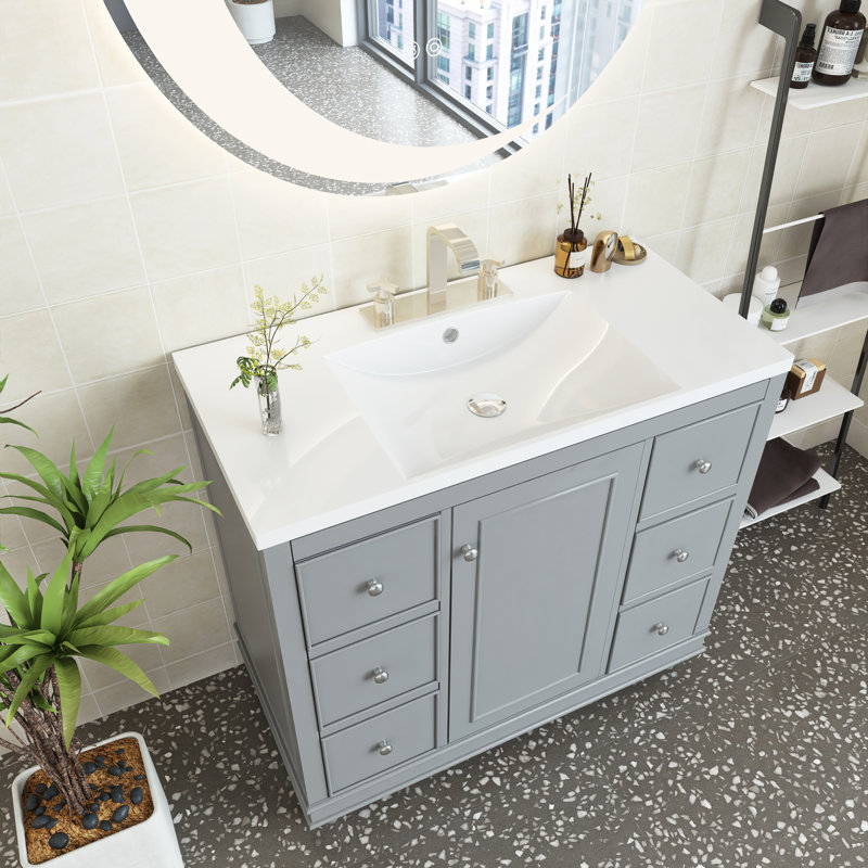 Ensemble de meuble-lavabo simple 36 po Premlata, Gris