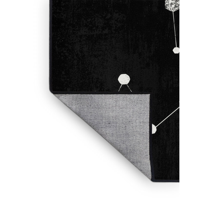 Machine Washable Pavlo Modern & Contemporary Geometric Rug in Black – Black Binding, 2 x 3