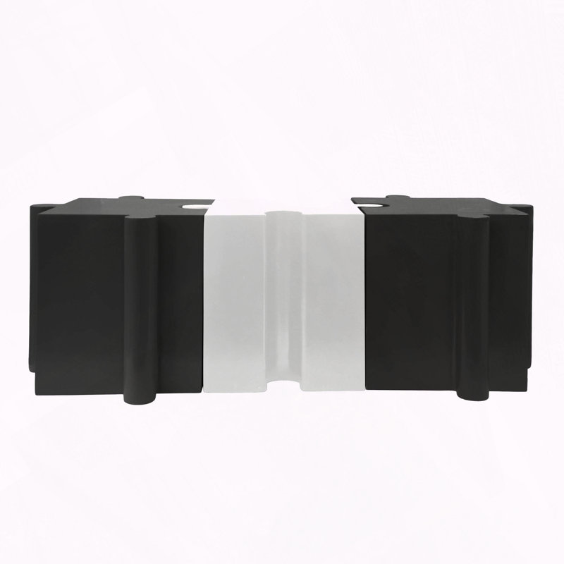 3-Piece Modular Interlocking Mgo Puzzle Table Set, Black/White