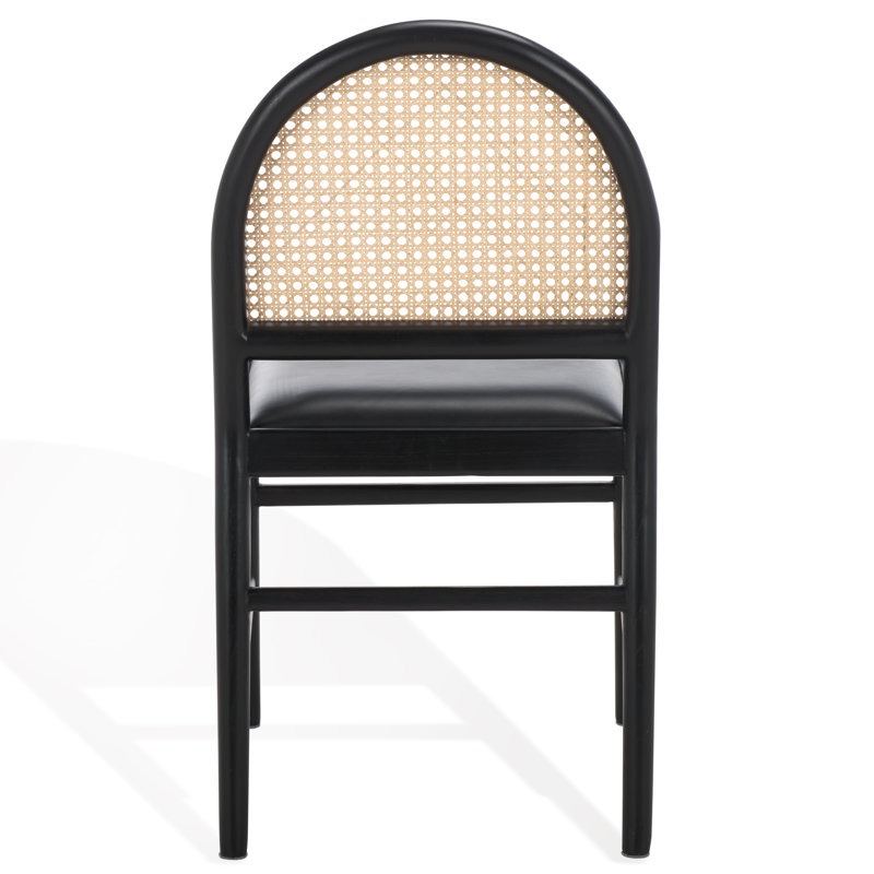 Laylie Leather Upholstered Dining Chair, Black Leather, Black