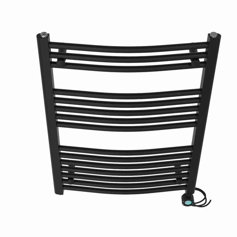 Angelinna Curved Towel Rail Heated Towel Rails, 80cm H x 60cm W x 5.6cm D, Black