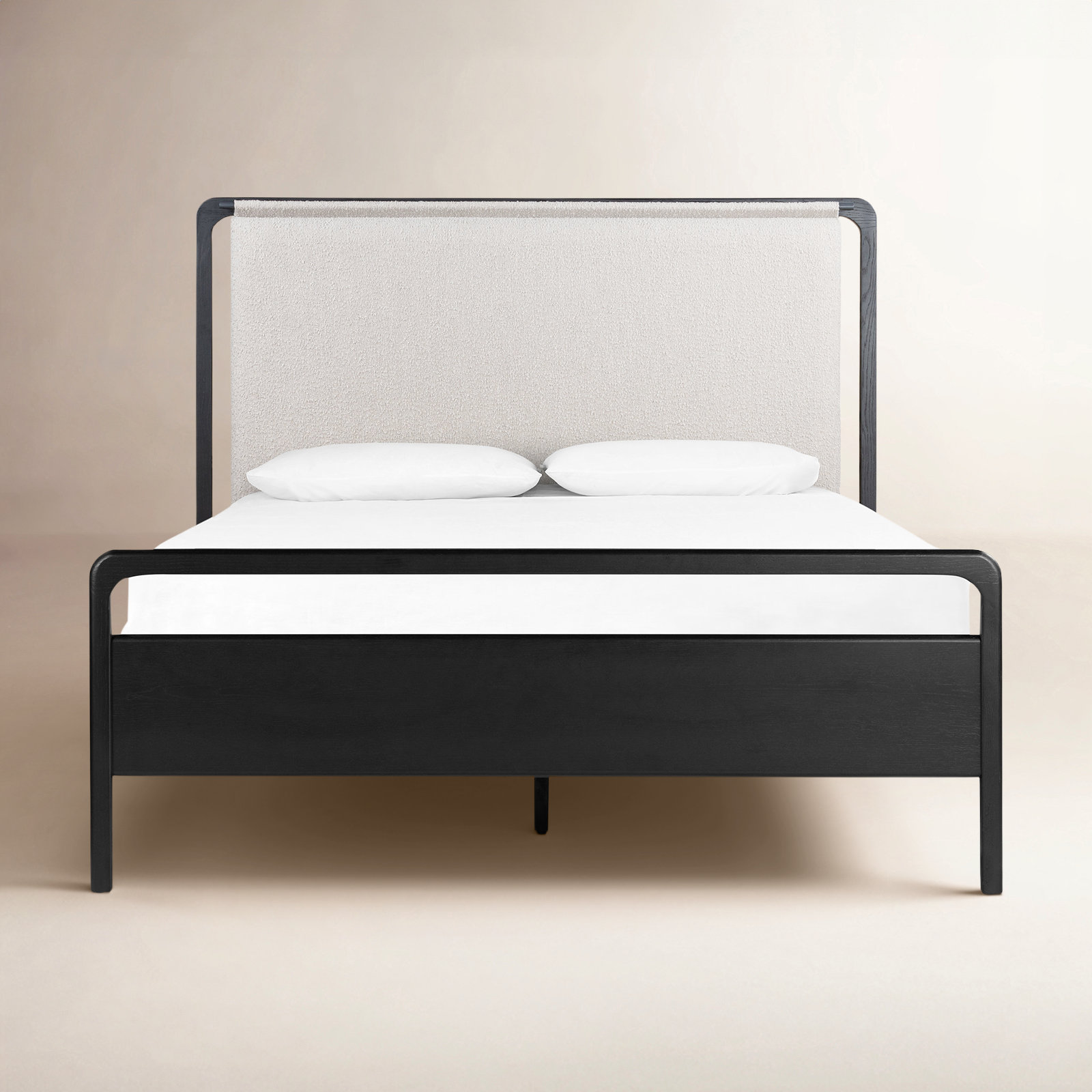 Karsten Upholstered Bed, King, Knoll Sand/Ebony Oak Veneer
