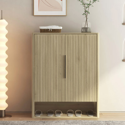 Range-chaussures en bois avec portes et tablettes réglables