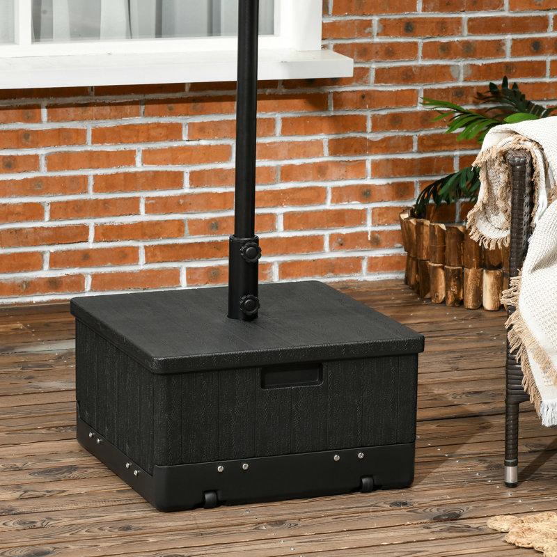 Base de parasol d'extérieur avec 31 fonctions, capacité de charge de 175 lb, noire, avec roulettes et poignées portatives, peut être utilisée comme pot à fleurs pour table basse