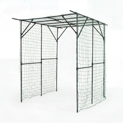 Metal Garden Arch Trellis Outdoor 78"H x 59"W x 79"L, Rust-Resistant Steel with Netting for Cucumbers and Raised Beds